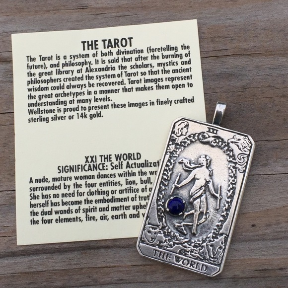 World Tarot Pendant Sterling Silver Lapis Lazuli - Picture 4 of 8